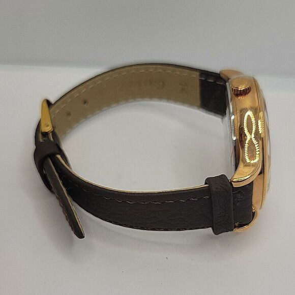 Fossil Women’s Gold-Tone Crystal Dial Leather Strap Watch - Brown main image 10